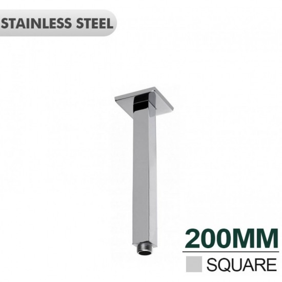 200mm Square Chrome Ceiling Mounted Shower Arm